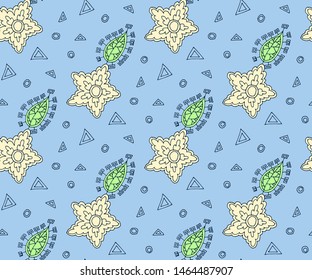 abstract flowers seamless pattern. Hand drawn ink illustration. Wallpaper or fabric design. Vector pattern.