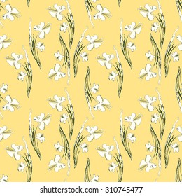Abstract flowers seamless pattern. hand drawn vector background.