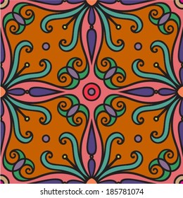 Abstract flowers seamless pattern, hipster ornament, hand drawn background, floral wallpaper, vector
