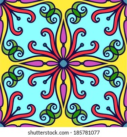 Abstract flowers seamless pattern, hipster ornament, hand drawn background, floral wallpaper, vector