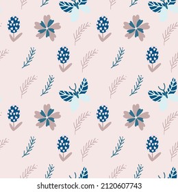 Abstract flowers seamless pattern. Kids pattern.