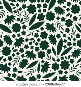 Abstract flowers seamless pattern. Minimalist floral elements background.