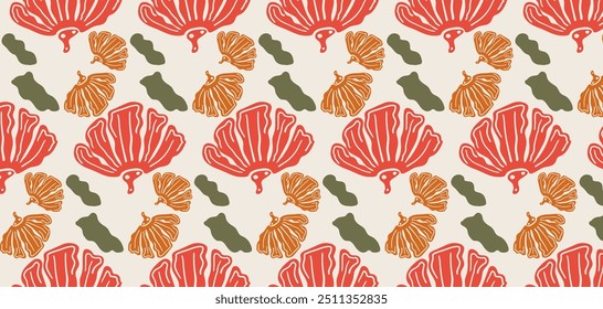 Abstractas patrón de flores sin fisuras. Fondo boho pastel en minimalista. Traje para presentación, fondos, Fondos de pantalla, textiles y moda.