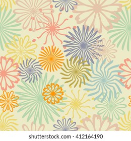 Abstract flowers. Seamless pattern. Pastel color