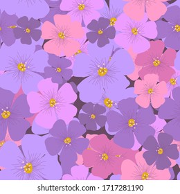 Abstract flowers seamless pattern in retro style. Beautiful floral wallpaper. Design for wrapping paper, textile print.  Vintage botanical vector illustration.