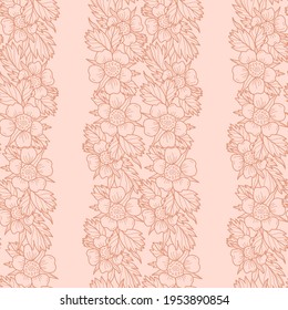 Abstract Flowers Seamless Pattern. Retro Floral Illustration with Classy Typography. Feminine. Modern Template for florist, photographer, fashion blogger, design studio.