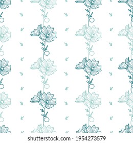 Abstract Flowers Seamless Pattern. Retro Floral Illustration with Classy Typography. Feminine. Modern Template for florist, photographer, fashion blogger, design studio.