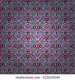 Abstract flowers seamless pattern. Vector tender background in gray, beige and blue colors.