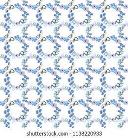 Abstract flowers seamless pattern. Vector tender background in neutral, white and blue colors.