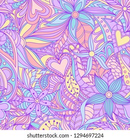 Abstract flowers seamless pattern. Vector illustration