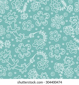 Abstract flowers seamless pattern. Vintage floral background. Blue floral wallpaper.