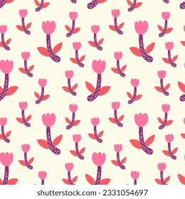 Flores abstractas. Flores sin fisuras. Papel de escritorio, plantilla de impresión. Ilustración vectorial de moda dibujada a mano.