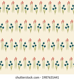 Abstract flowers seamless patterns. Design for paper, cover, fabric, interior decor and other users. Cute pattern in small flower and herbs. 