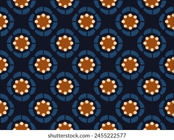 Abstract flowers seamless vector pattern blue, brown, white colors decorative elements print. Repeating floral background. Cloth design, wallpaper.