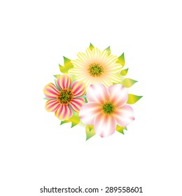 Abstract flowers. Spring. Mesh. Pink and white. Wedding bouquet