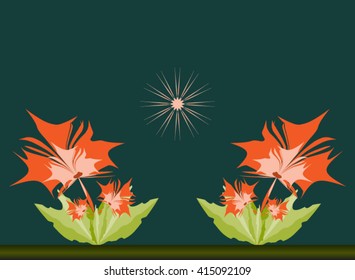 Abstract flowers and star