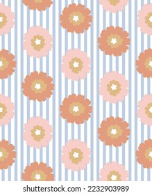 Abstracto Flores Tiras Sintonizables Patrón vectorial suave manos Dibujo Dulce Florales Estilo minimalista Patrón de moda a la moda de moda a la moda Perfecto para impresión de tela de alamante o envolver papel Pastel Azul rosa