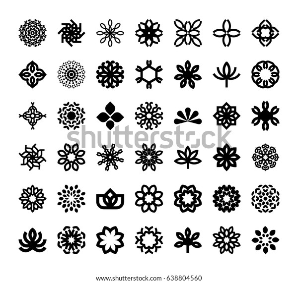 Abstract Flowers Symbol Icon Set Stock Vector (Royalty Free) 638804560 ...