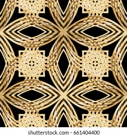 Abstract flowers, texture gold bronze, lace. Seamless pattern. Vector illustration.