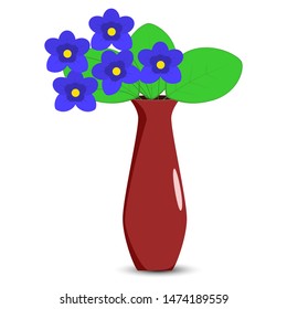 Abstract flowers in a vase vector isolated image on white background