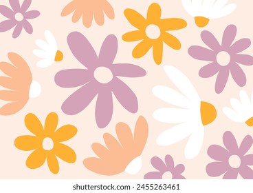 Abstract flowers vector background. Summer plants and geometric shapes print