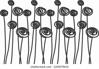 Abstract flowers, Vector ilustration, Garden in abstract style, Seamless flowers, Vector