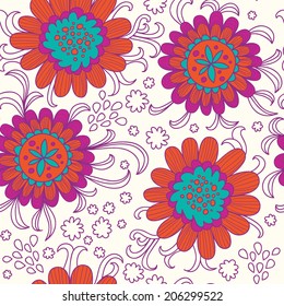 Abstract flowers vector pattern design