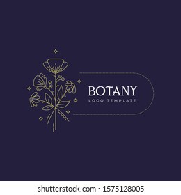 Abstract Flowers Vector Signs or Logo Templates Set. Retro Floral Illustration with Classy Typography. Feminine Logo. Modern Logo Template for florist, photographer, fashion blogger, design studio.