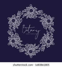 Abstract Flowers Vector Signs or Logo Templates. Retro Floral Illustration with Classy Typography. Feminine Logo. Modern Logo Template for florist, photographer, fashion blogger, design studio.