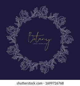 Abstrakte Blumen Vektorillustration Zeichen oder Logo-Grenzvorlagen. Retro Floral Illustration mit klassischer Typografie. Frauenlogo. Moderne Logo Vorlage für Florist, Fotograf, Modeblogger, Designstudio.