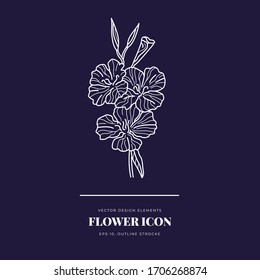 Abstract Flowers Vector Signs or Logo Templates Set. Retro Floral Illustration with Classy Typography. Feminine Logo. Modern Logo Template for florist, photographer, fashion blogger, design studio.