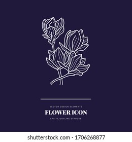 Señales de vectores de flores abstractas o conjunto de plantillas de logotipos. Ilustración floral retro con tipografía clásica. Logo Femenino. Plantilla moderna de logotipo para florista, fotógrafo, blogger de moda, estudio de diseño.