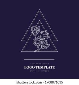 Abstract Flowers Vector Signs or Logo Templates Set. Retro Floral Illustration with Classy Typography. Feminine Logo. Modern Logo Template for florist, photographer, fashion blogger, design studio.