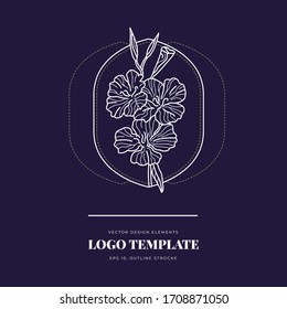 Abstrakte Blumen Vektorillustration Zeichen oder Logo-Vorlagen Set. Retro Floral Illustration mit klassischer Typografie. Frauenlogo. Moderne Logo Vorlage für Florist, Fotograf, Modeblogger, Designstudio.