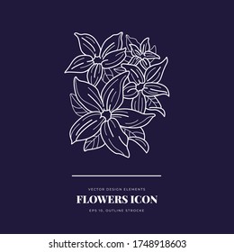Abstract Flowers Vector Signs or Logo Templates. Retro Floral Illustration with Classy Typography. Feminine Logo. Modern Logo Template for florist, photographer, fashion blogger, design studio.