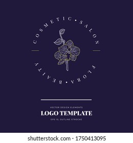 Abstract Flowers Vector Signs or Logo Templates. Retro Floral Illustration with Classy Typography. Feminine Logo. Modern Logo Template for florist, photographer, fashion blogger, design studio.