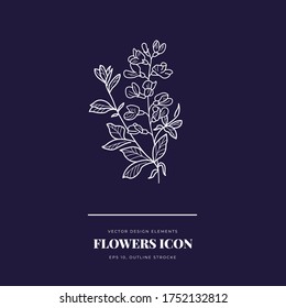 Abstract Flowers Vector Signs or Logo Templates. Retro Floral Illustration with Classy Typography. Feminine Logo. Modern Logo Template for florist, photographer, fashion blogger, design studio.
