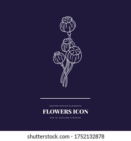 Abstract Flowers Vector Signs or Logo Templates. Retro Floral Illustration with Classy Typography. Feminine Logo. Modern Logo Template for florist, photographer, fashion blogger, design studio.