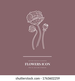 Abstract Flowers Vector Signs or Logo Templates. Retro Floral Illustration with Classy Typography. Feminine Logo. Modern Logo Template for florist, photographer, fashion blogger, design studio.