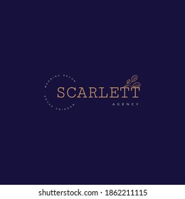 Abstract Flowers Vector Signs or Logo Templates. Retro Floral Illustration with Classy Typography. Feminine Logo. Modern Logo Template for florist, photographer, fashion blogger, design studio.