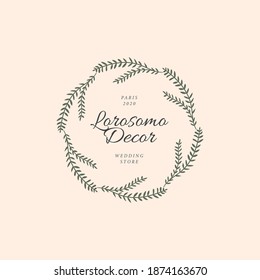 Abstract Flowers Vector Signs or Logo Templates. Retro Floral Illustration with Classy Typography. Feminine Logo. Modern Logo Template for florist, photographer, fashion blogger, design studio.