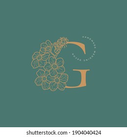 Abstrakte Blumen Vektorzeichen oder Logo-Vorlagen. Retro Floral Illustration mit klassischer Typografie. Frauenlogo. Moderne Logo Vorlage für Florist, Fotograf, Modeblogger, Designstudio.