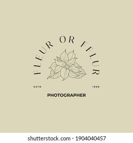 Abstract Flowers Vector Signs or Logo Templates. Retro Floral Illustration with Classy Typography. Feminine Logo. Modern Logo Template for florist, photographer, fashion blogger, design studio.
