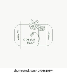 Abstract Flowers Vector Signs or Logo Templates. Retro Floral Illustration with Classy Typography. Feminine Logo. Modern Logo Template for florist, photographer, fashion blogger, design studio.