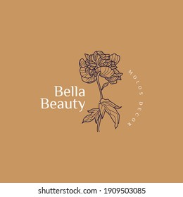 Abstract Flowers Vector Signs or Logo Templates. Retro Floral Illustration with Classy Typography. Feminine Logo. Modern Logo Template for florist, photographer, fashion blogger, design studio.