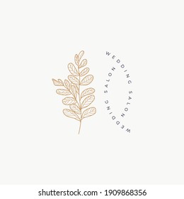 Abstract Flowers Vector Signs or Logo Templates. Retro Floral Illustration with Classy Typography. Feminine Logo. Modern Logo Template for florist, photographer, fashion blogger, design studio.
