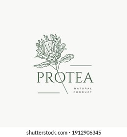 Abstrakte Blumen Vektorzeichen oder Logo-Vorlagen. Retro Floral Illustration mit klassischer Typografie. Frauenlogo. Moderne Logo Vorlage für Florist, Fotograf, Modeblogger, Designstudio.