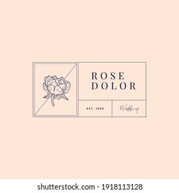 Abstract Flowers Vector Signs or Logo Templates. Retro Floral Illustration with Classy Typography. Feminine Logo. Modern Logo Template for florist, photographer, fashion blogger, design studio.