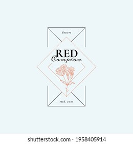 Abstract Flowers Vector Signs or Logo Templates. Retro Floral Illustration with Classy Typography. Feminine Logo. Modern Logo Template for florist, photographer, fashion blogger, design studio.