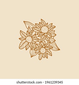 Abstract Flowers Vector Signs or Logo Templates. Retro Floral Illustration with Classy Typography. Feminine Logo. Modern Logo Template for florist, photographer, fashion blogger, design studio.